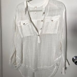 Free People Linen Button Blouse XS